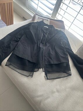 Zara Black Bomber Jacket with Mesh Hem